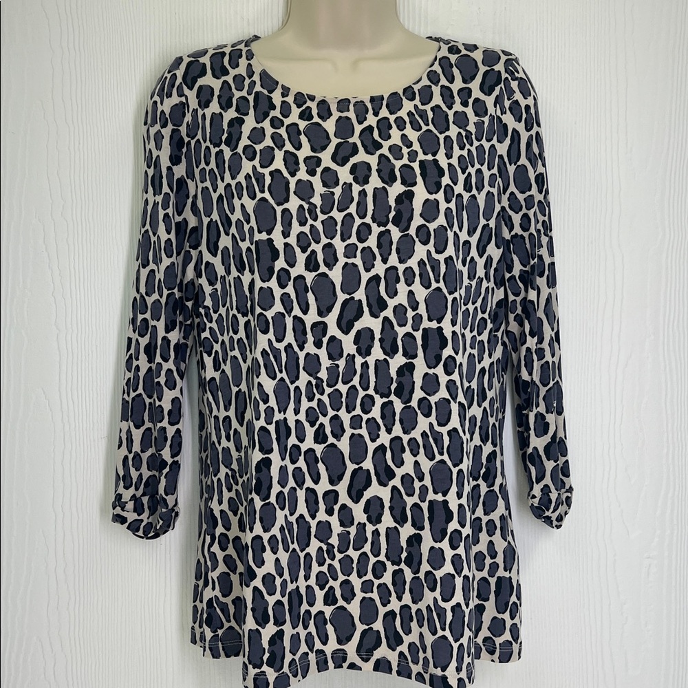 Boden - Leopard Colorful  Animal Print Round Neck Long Sleeve Blouse Size 6 - Picture 6 of 10